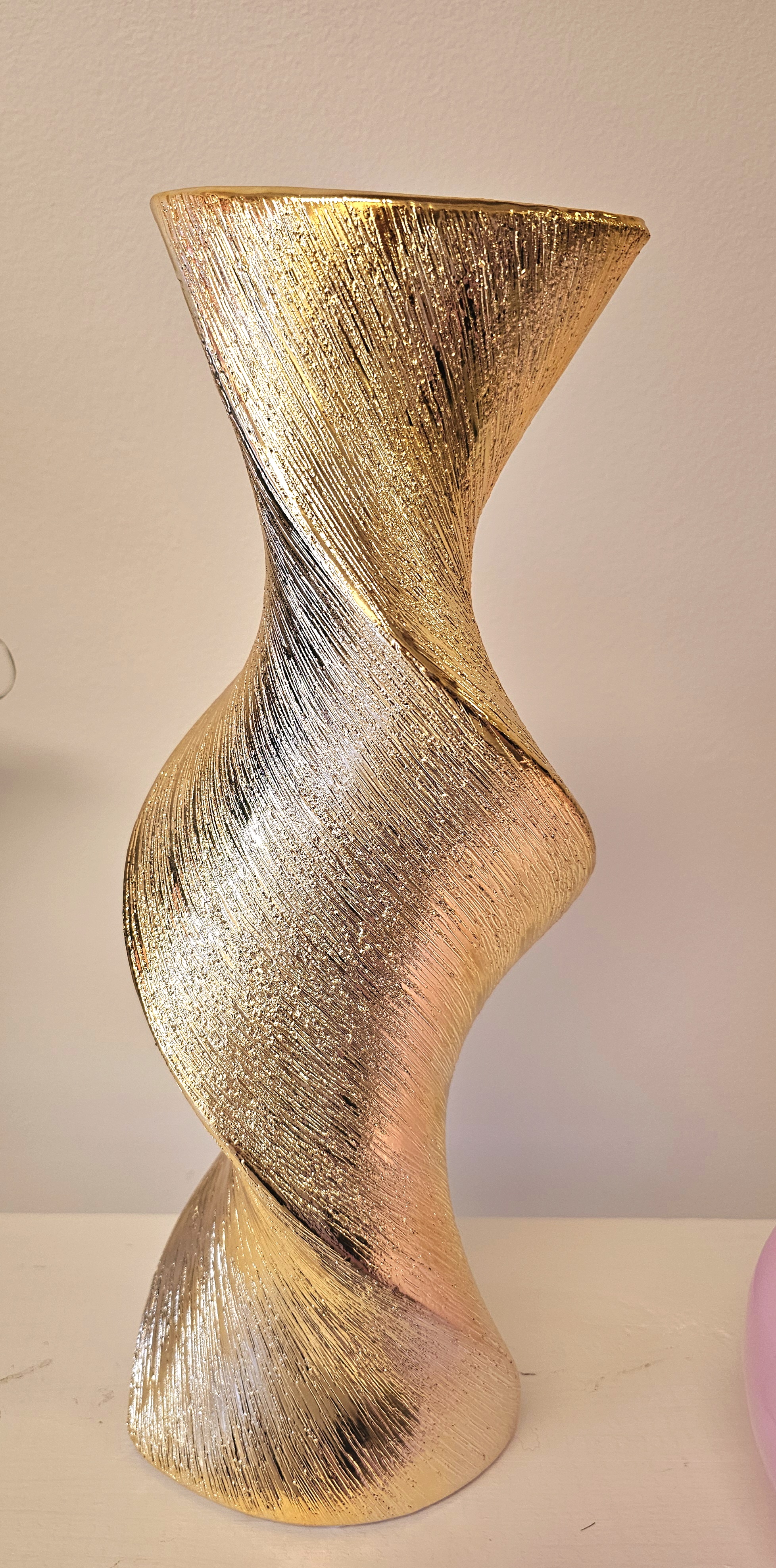 Twisted Gold Hourglass Vase