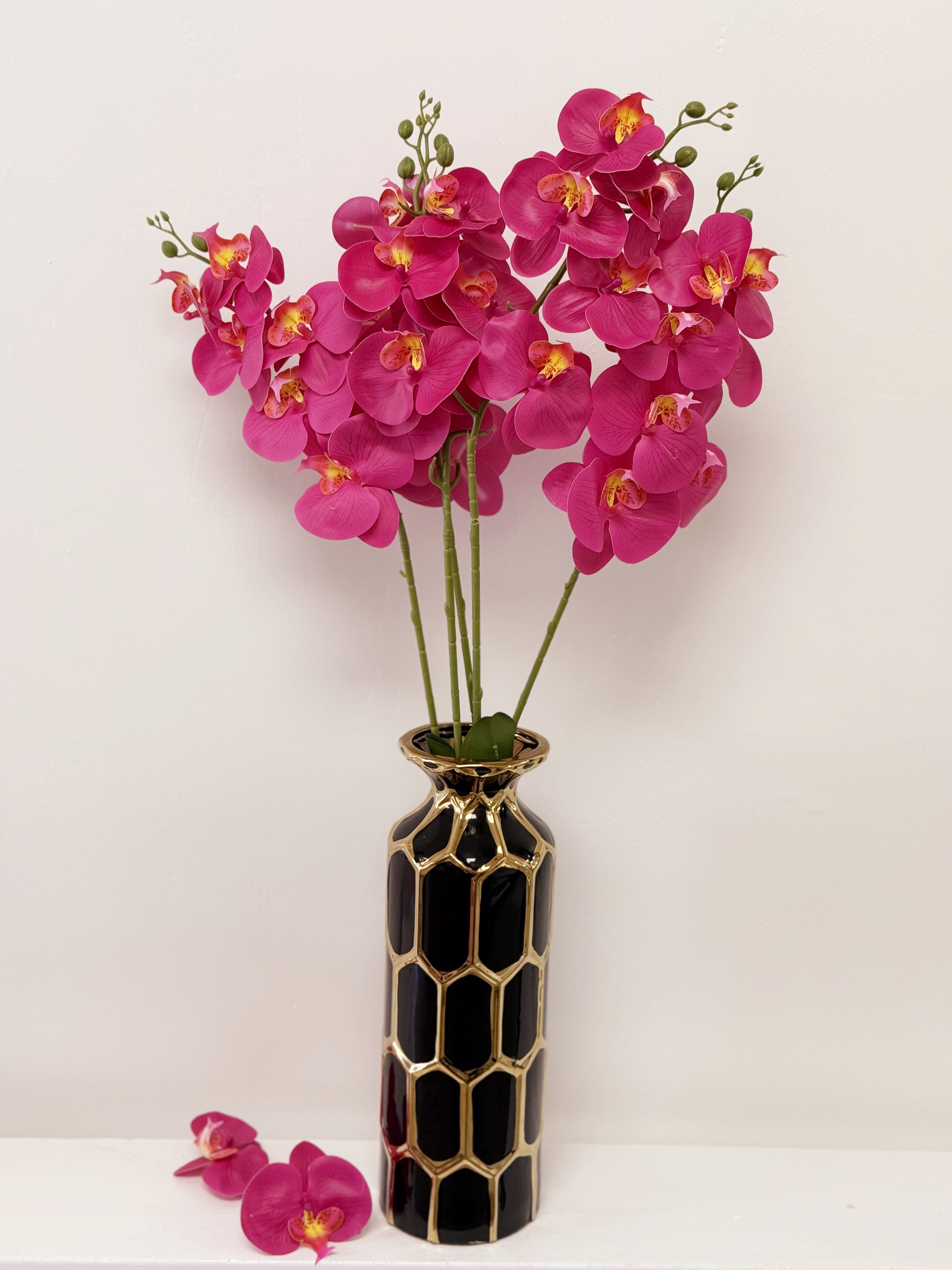 Black & Gold Hexagon Vase