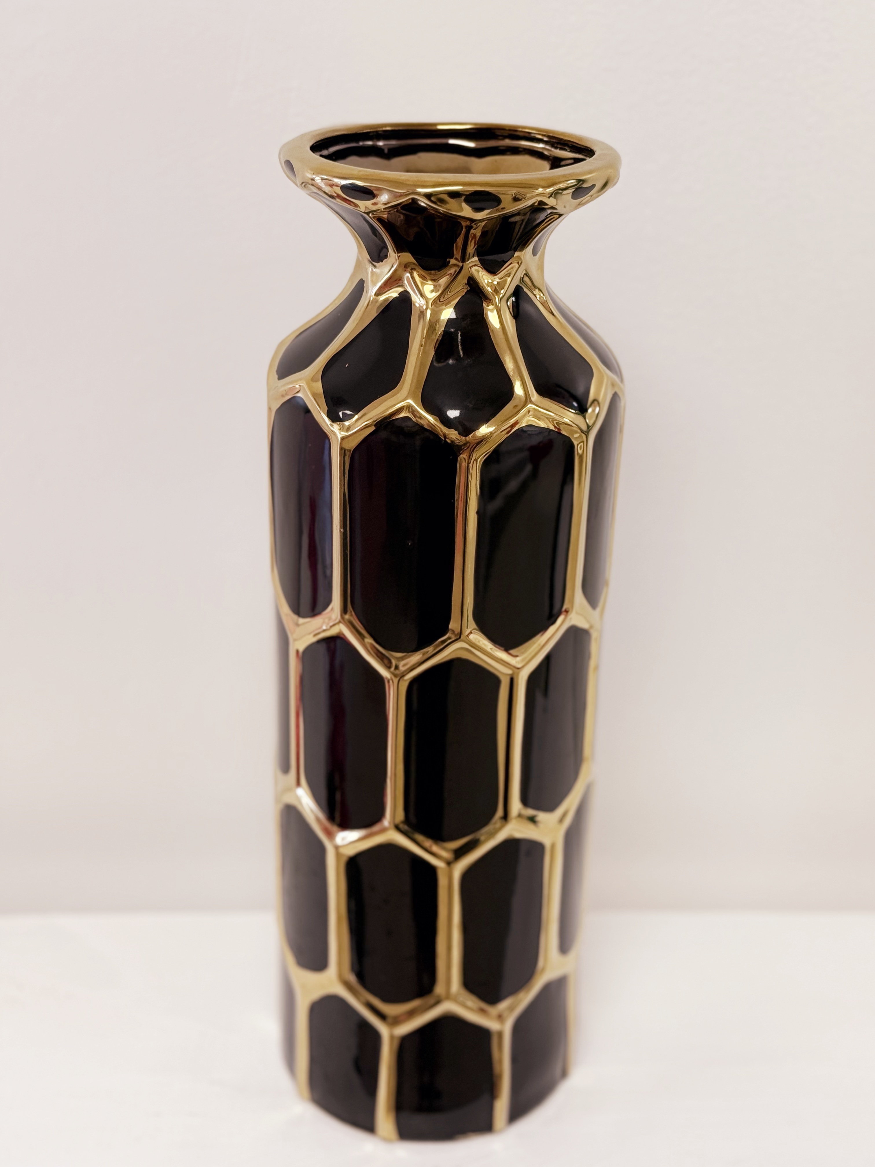 Black & Gold Hexagon Vase