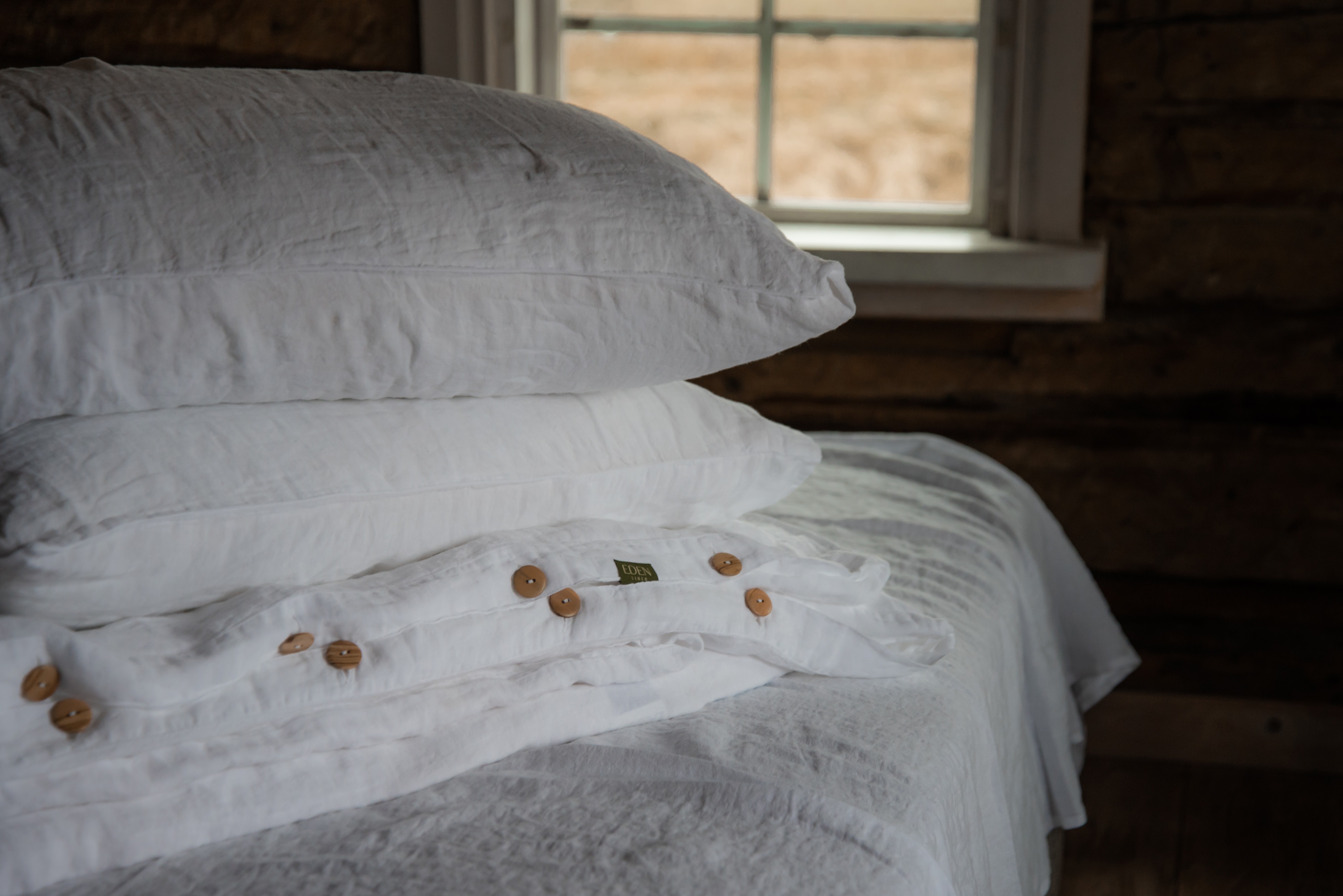 Lino Patalynės Komplektas - Baltas 