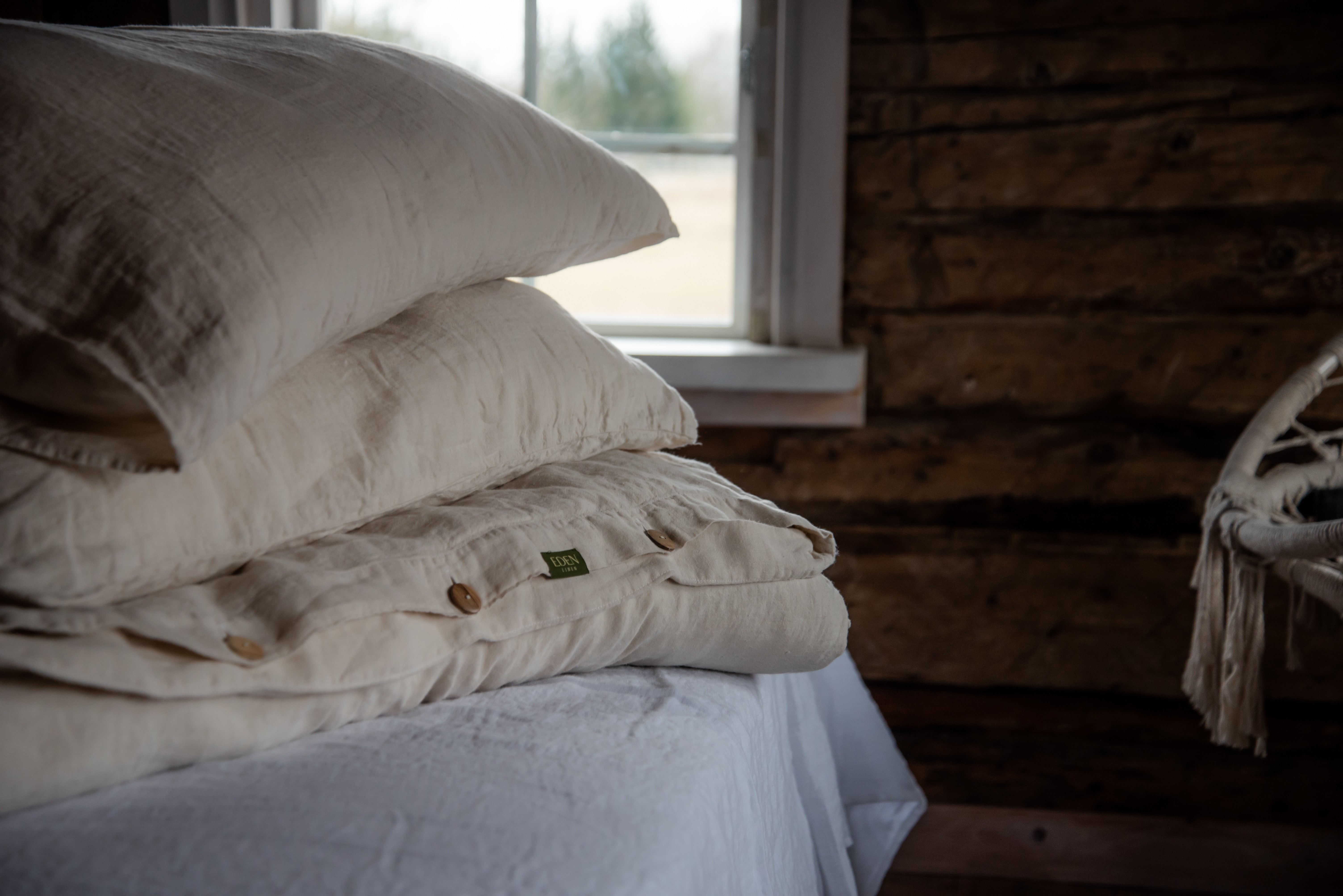 Lino Patalynės Komplektas - Kreminė