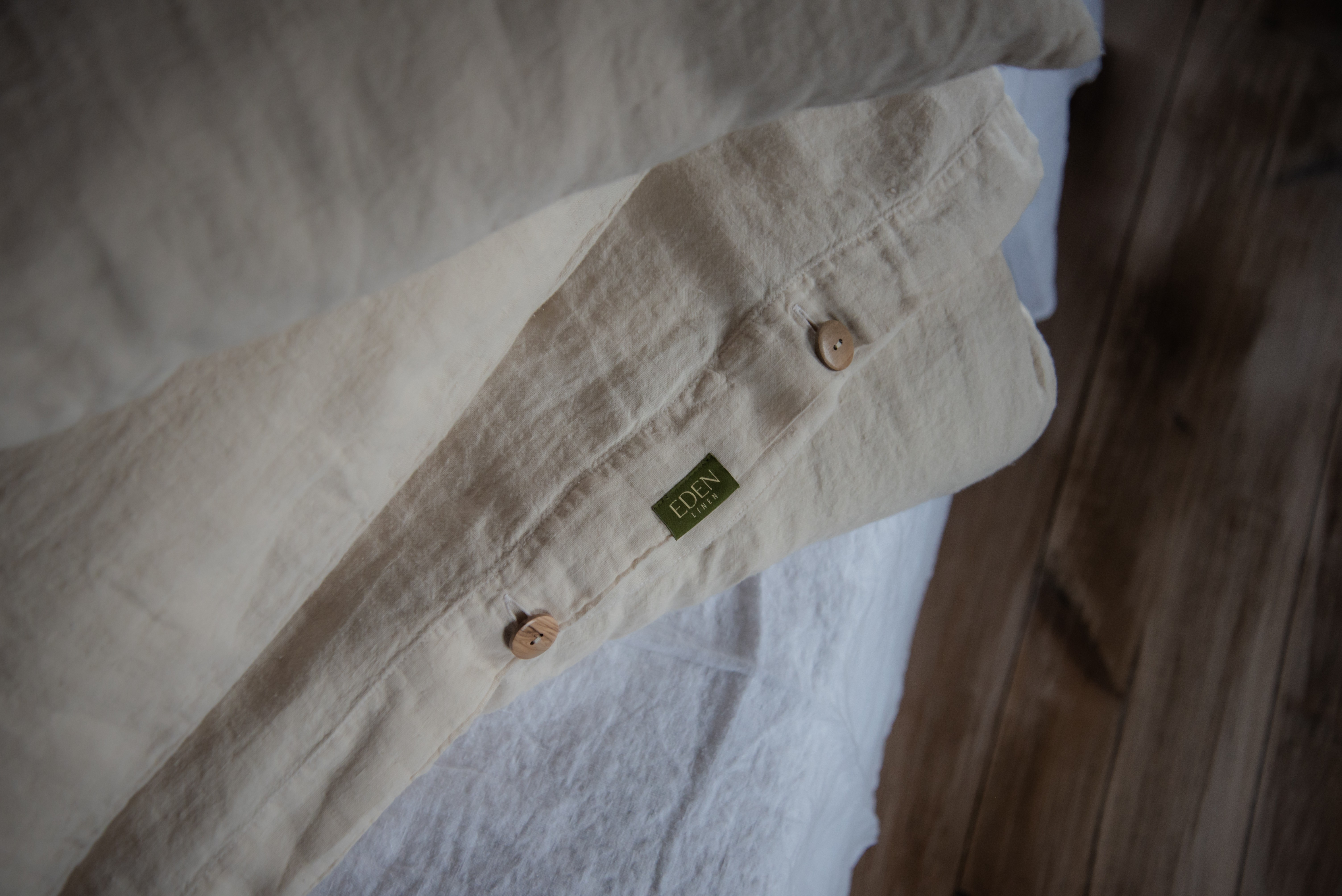 Lino Patalynės Komplektas - Kreminė