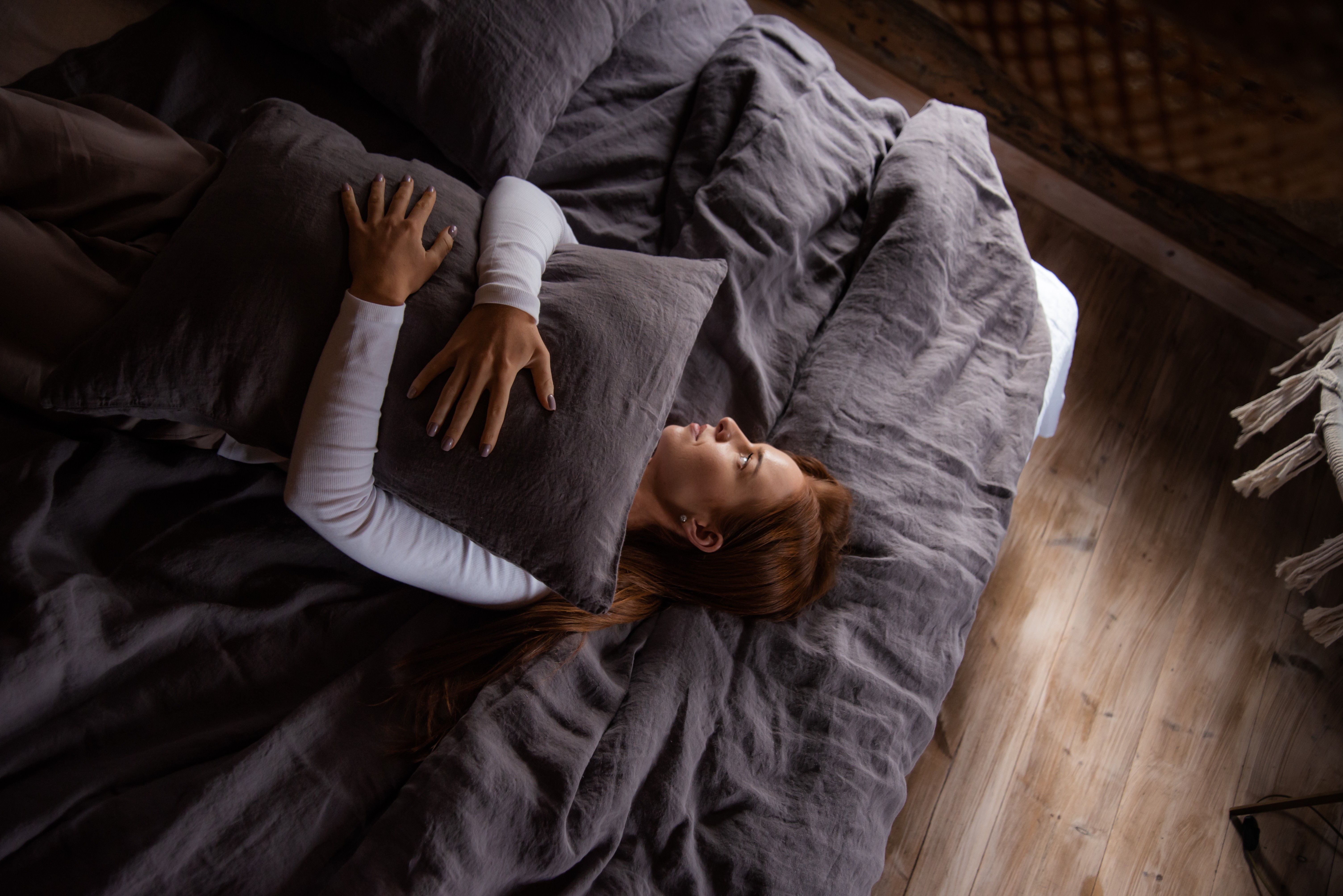 Lino Patalynės Komplektas - Šokoladinė Pilka