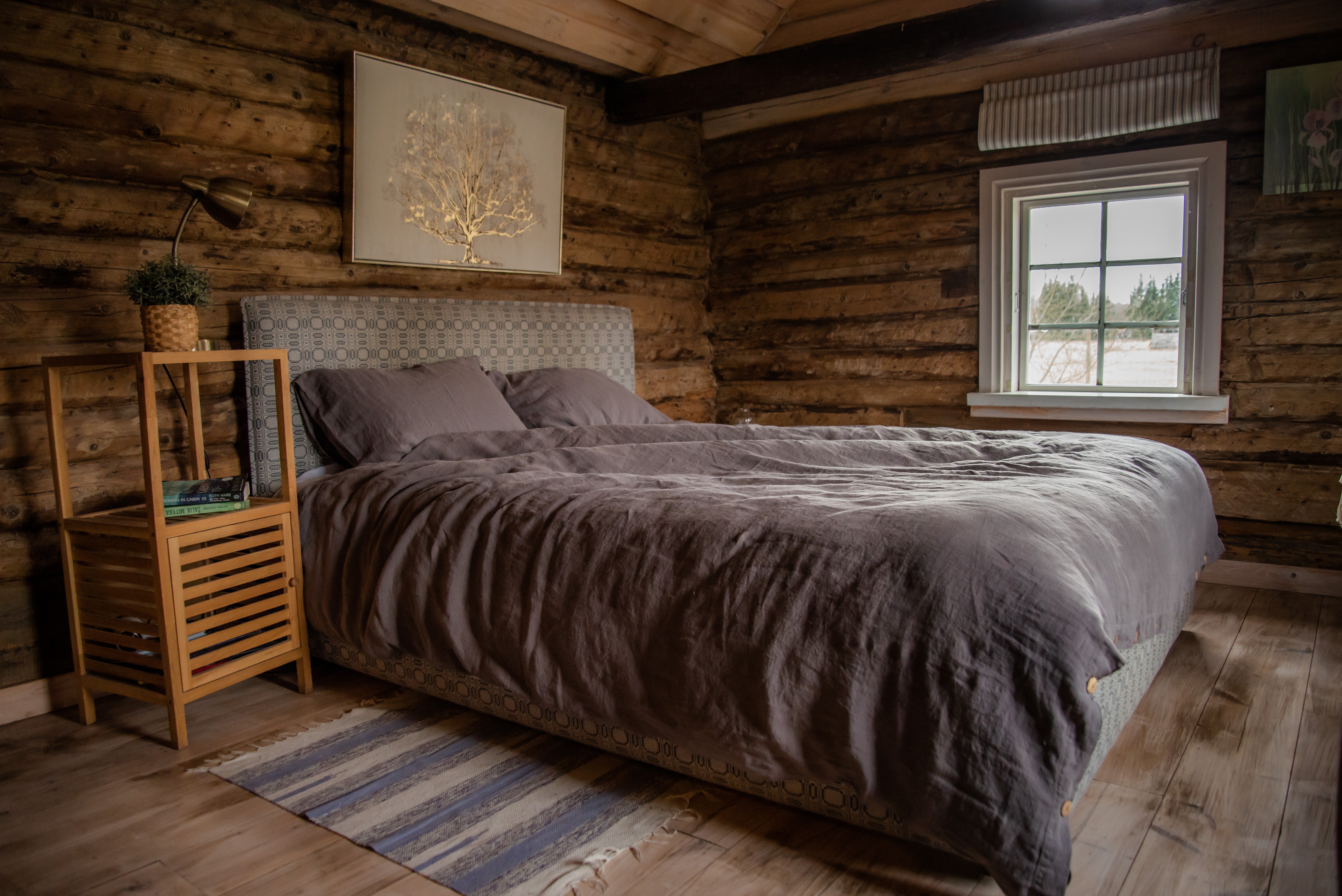 Lino Patalynės Komplektas - Šokoladinė Pilka