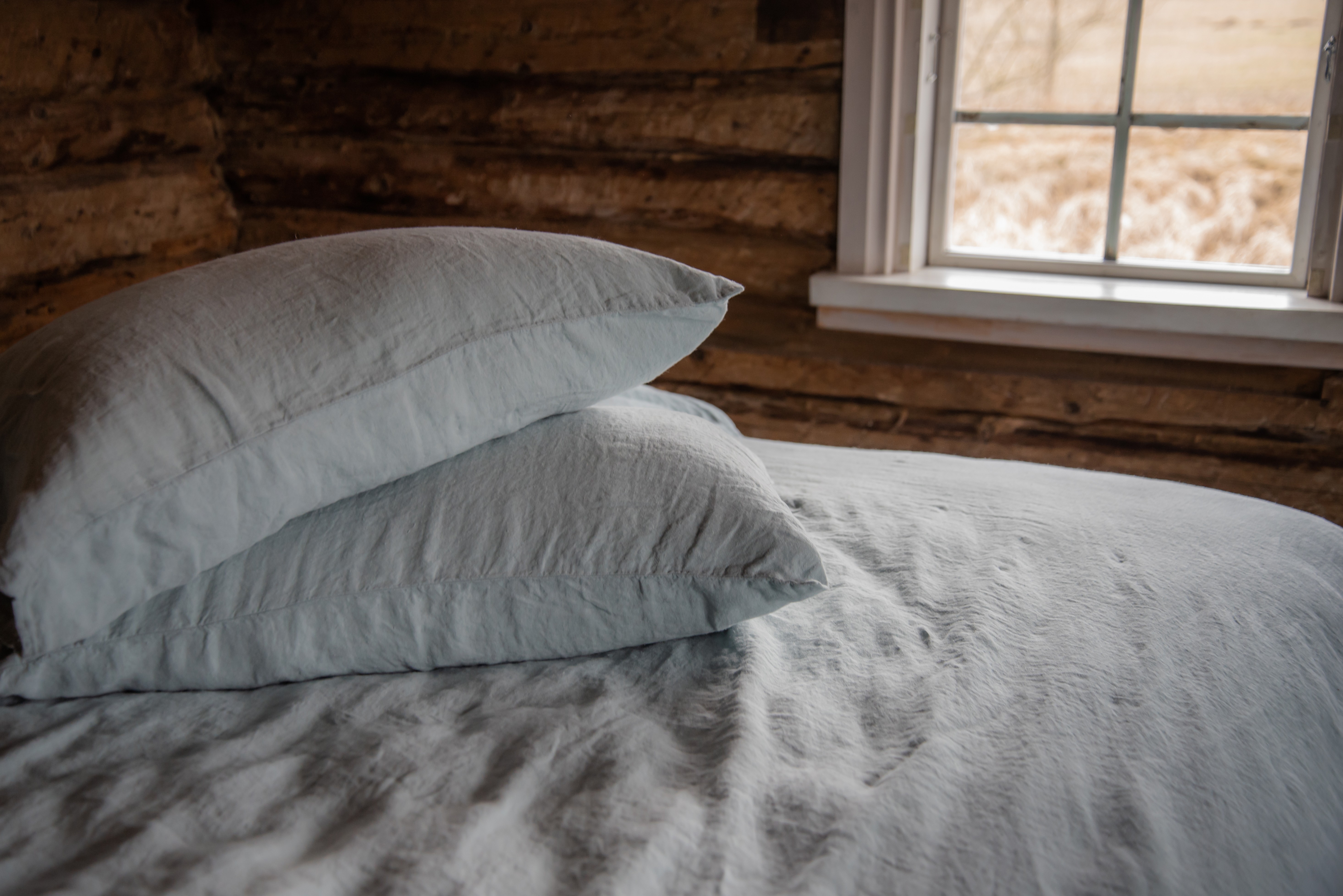 Lino Patalynės Komplektas - Šviesiai Mėlyna