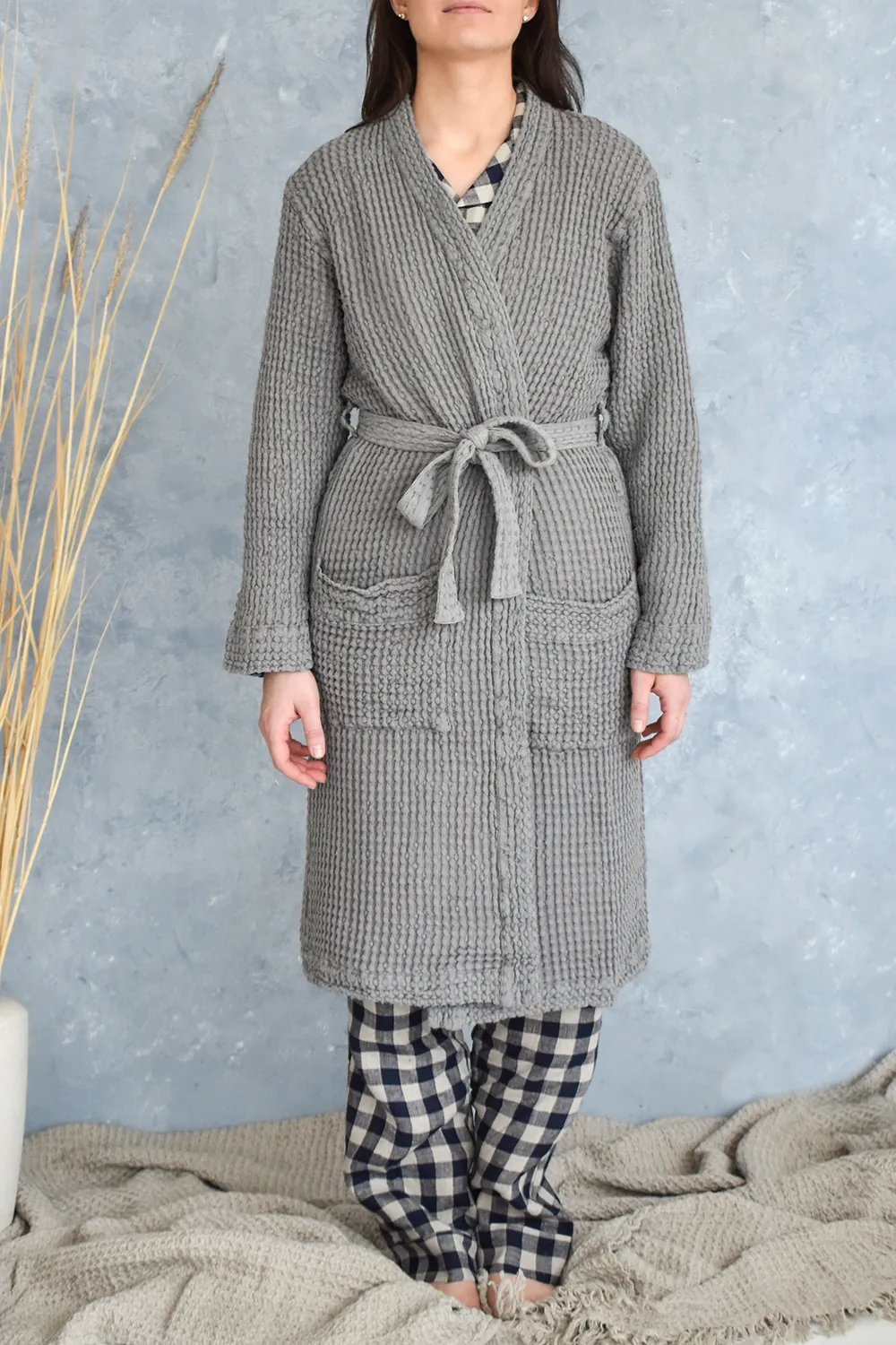 Pilkas vaflinis chalatas