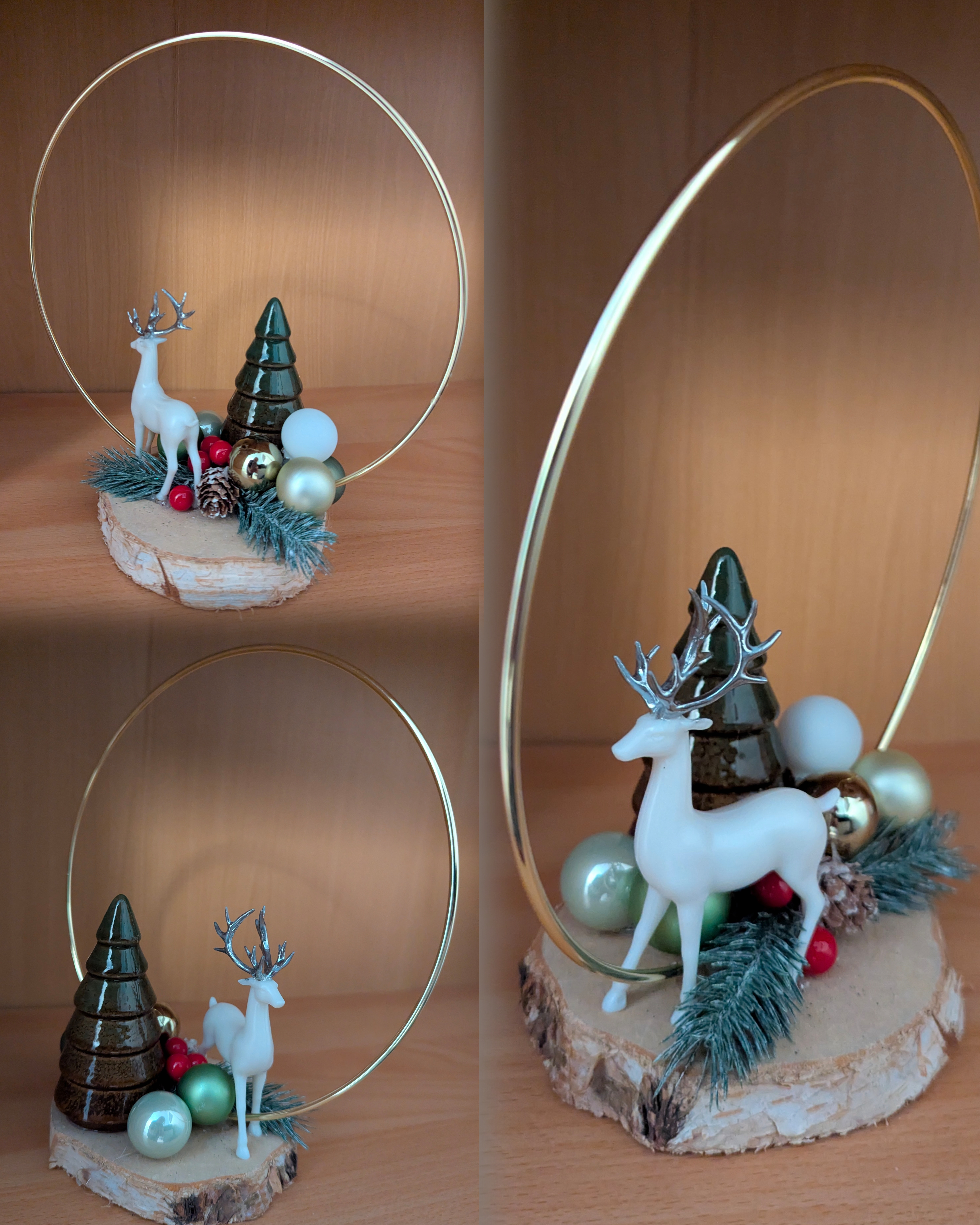 Décoration de Noël avec cerf et sapins 20 CM