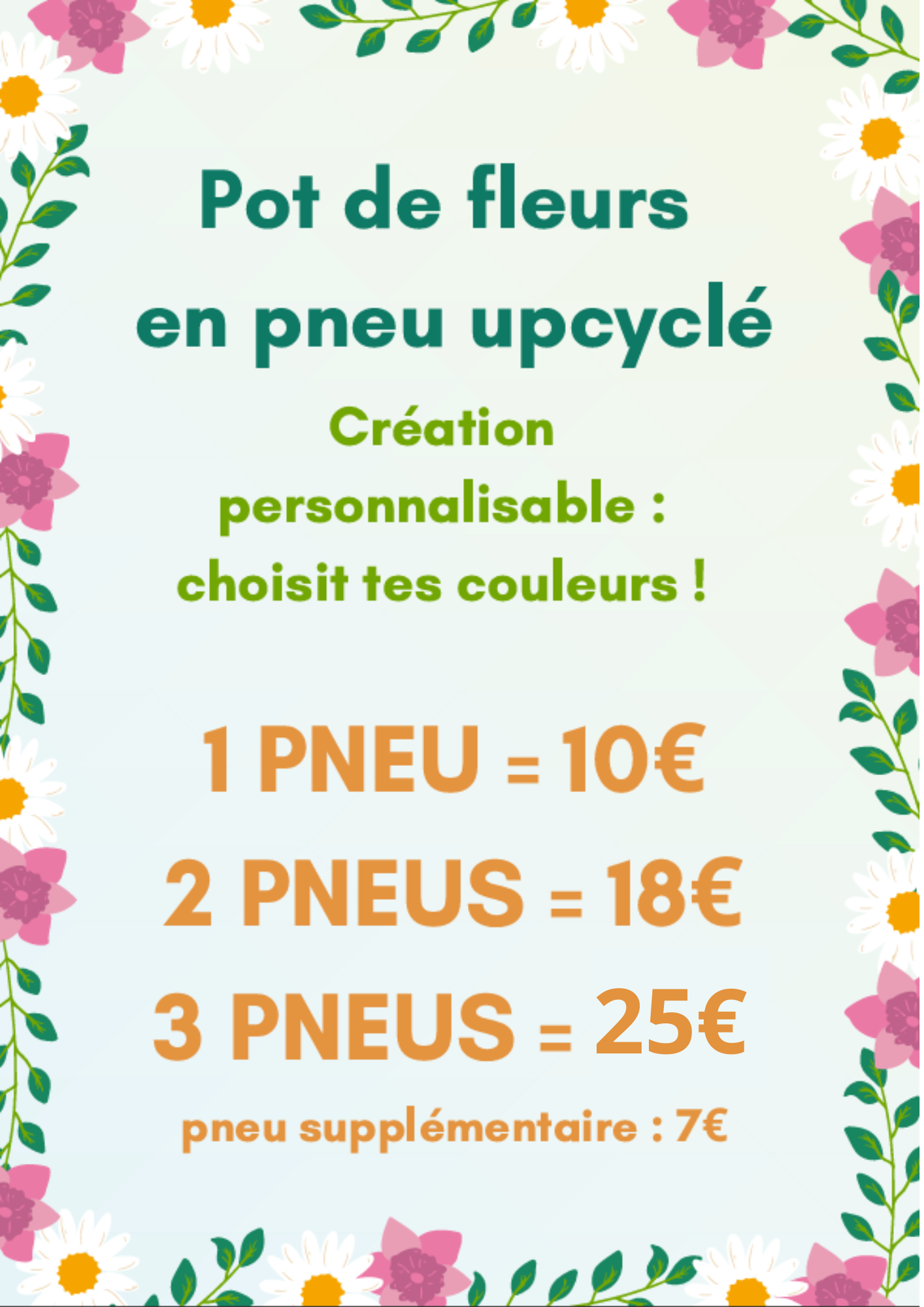 Pot de fleurs en pneu upcyclé