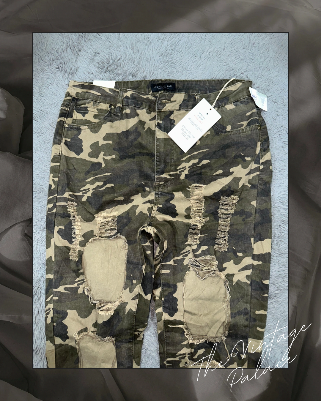 Distressed Camouflage Jeans