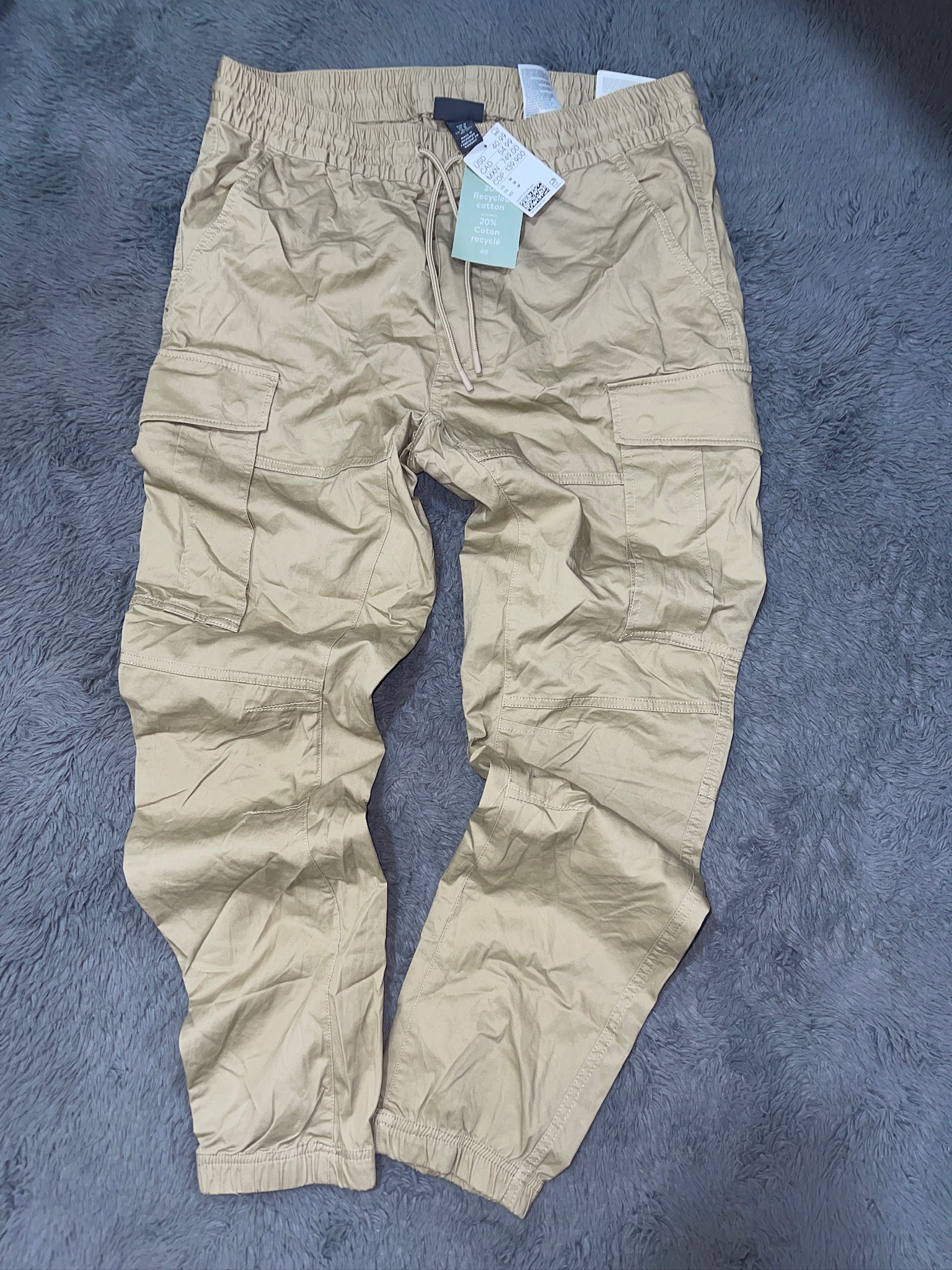 Men's Beige Cargo Jogger Pants