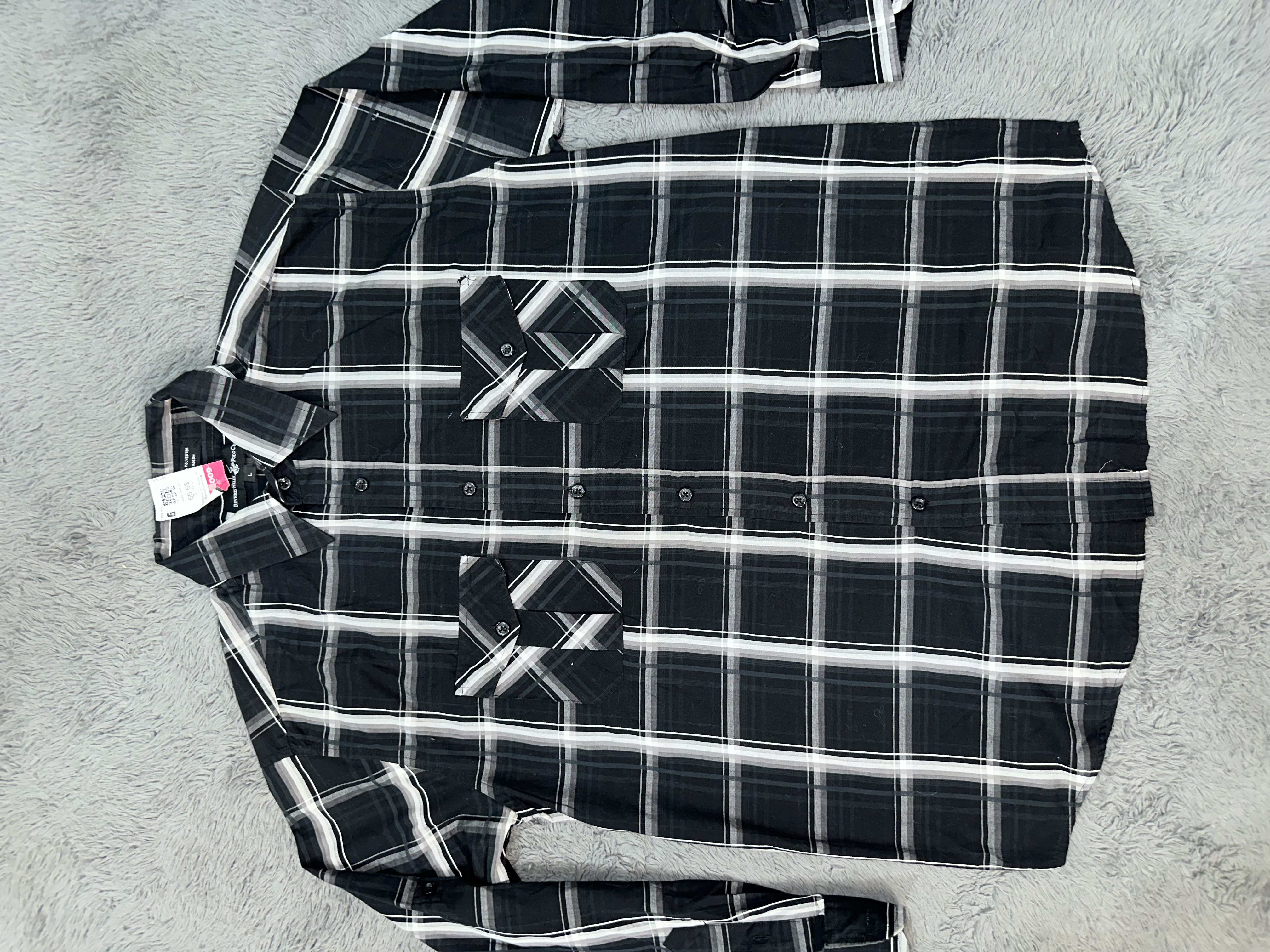 Black and White Plaid Button-Up Shirt