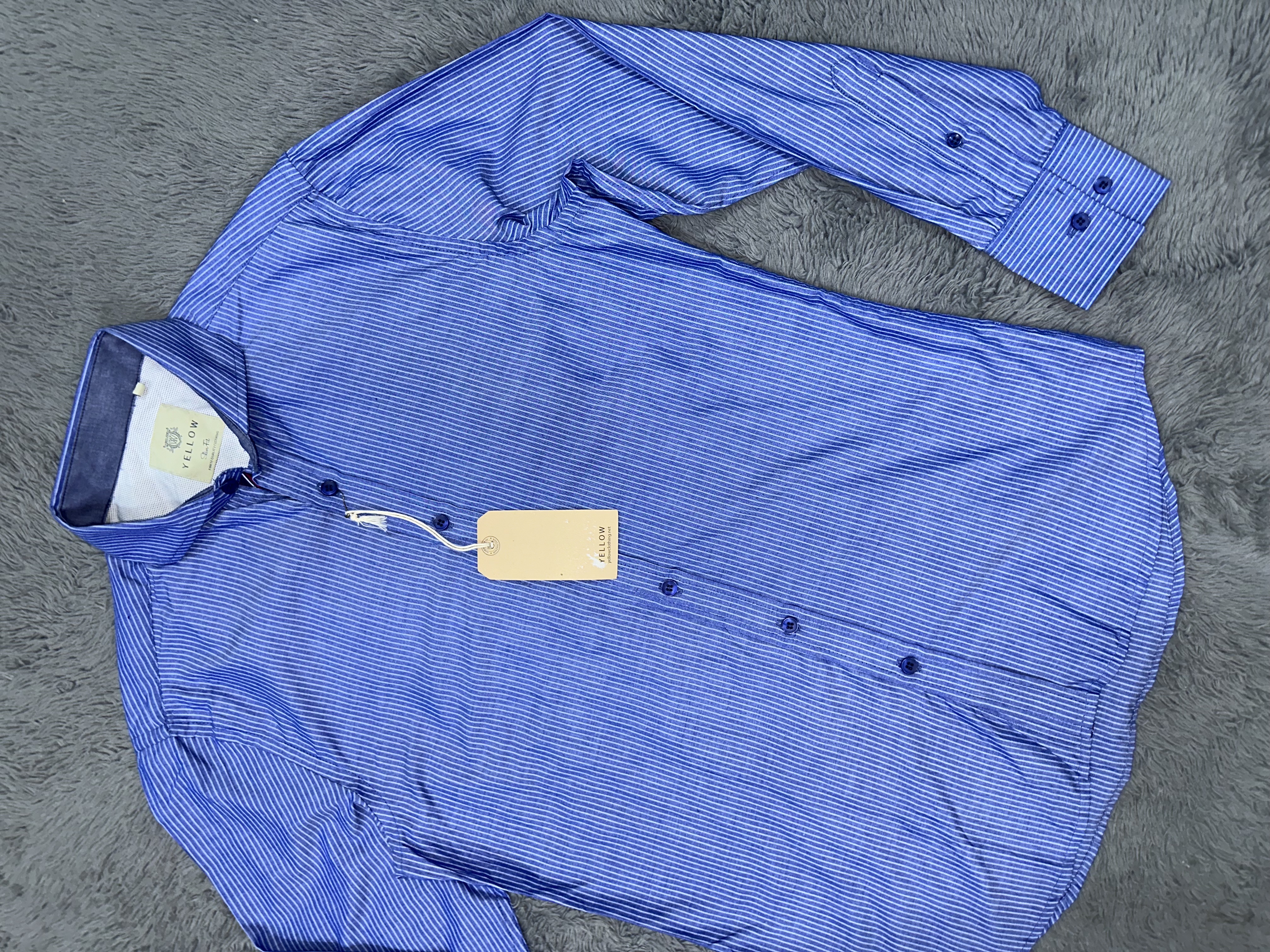 Men's Blue Striped Dress Shirt