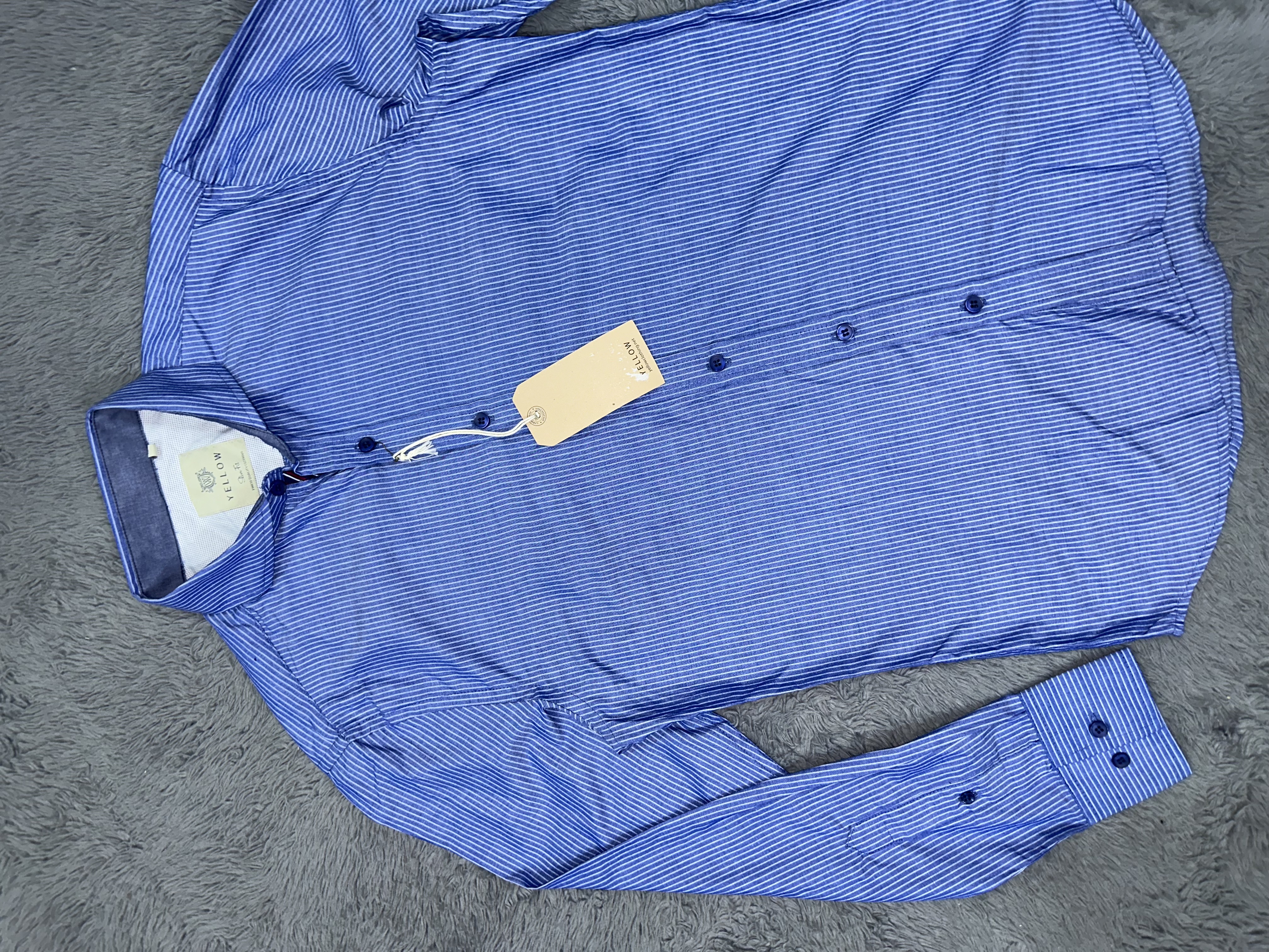 Men's Blue Striped Dress Shirt