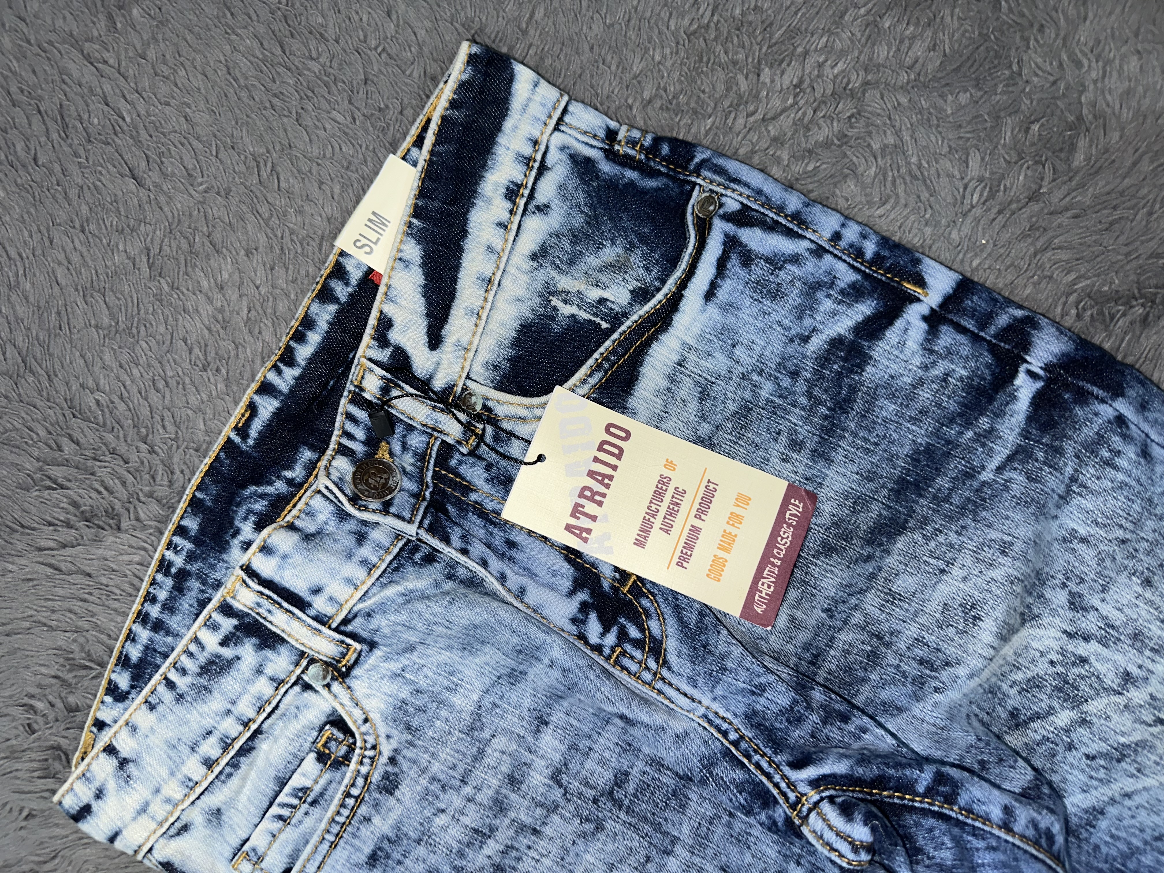 Men's Blue Washed Denim Jeans