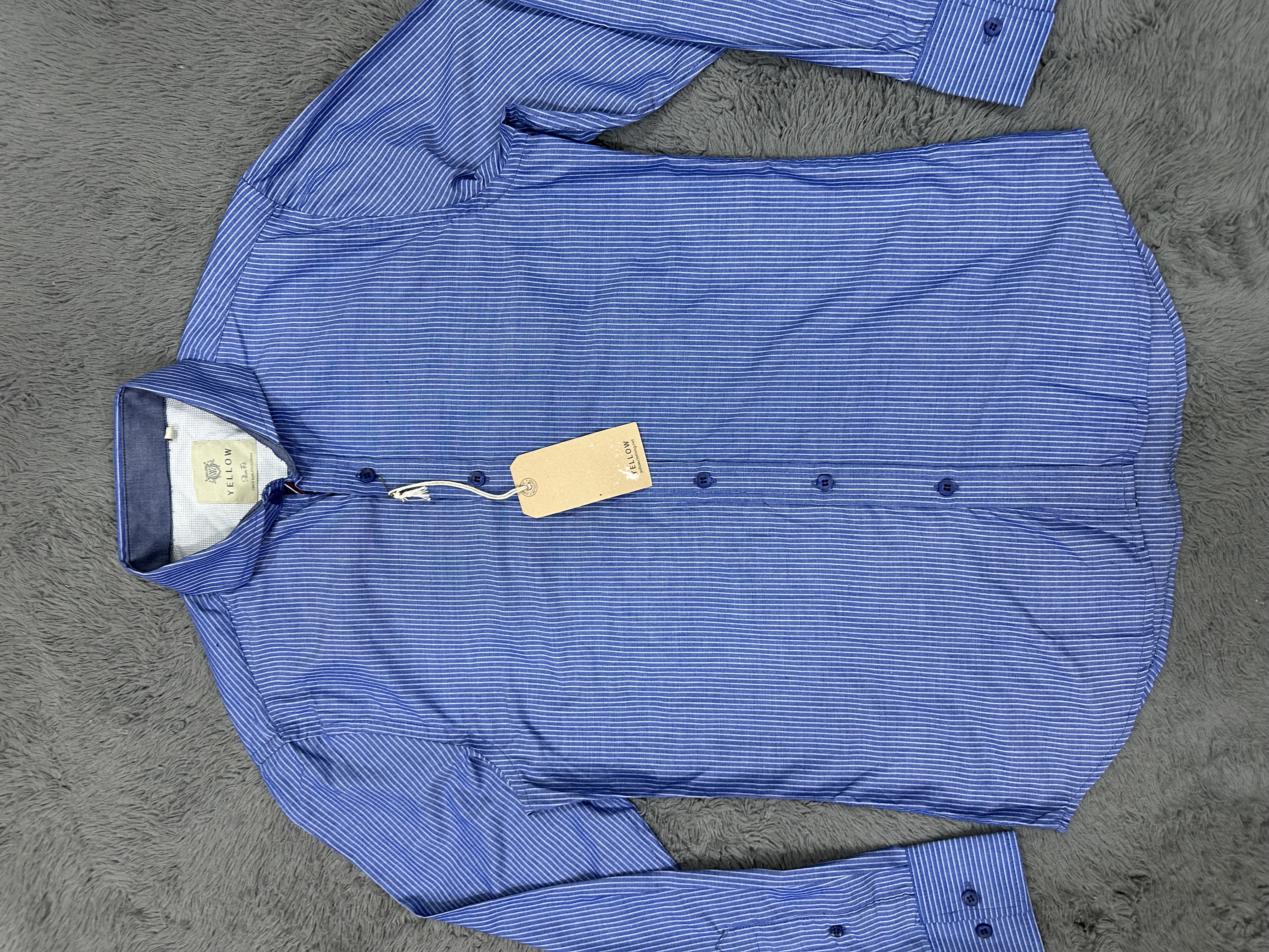 Men's Blue Striped Dress Shirt