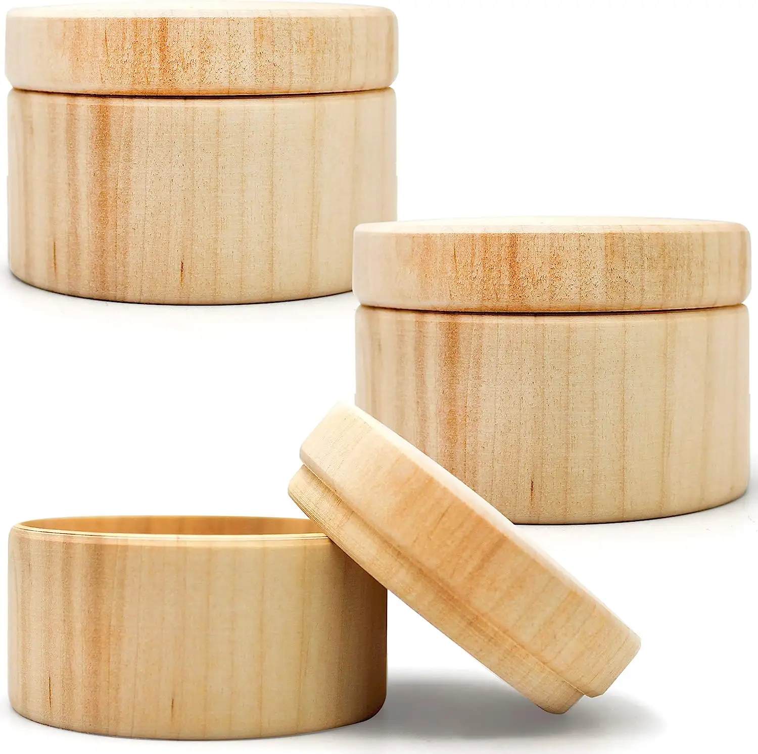 Unfinished Round Wooden Box with Lid Wooden Gift Box Wood Storage Case