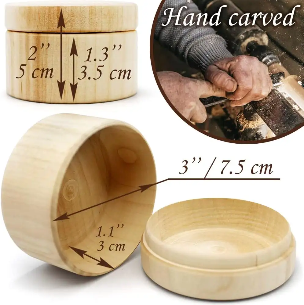 Unfinished Round Wooden Box with Lid Wooden Gift Box Wood Storage Case