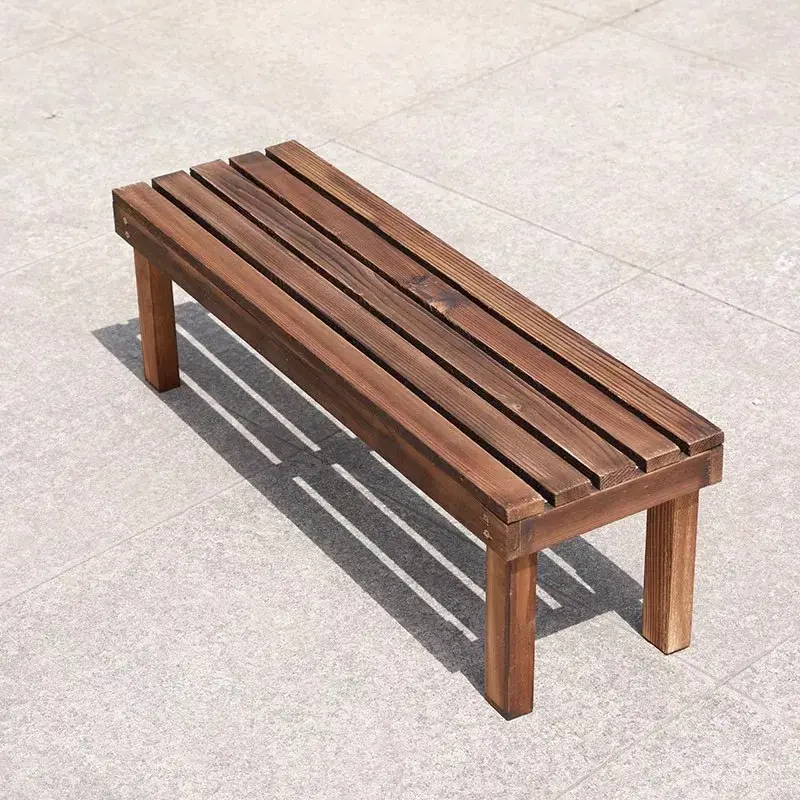 Outdoor Three-seat Garden Bench Classic Round Banquette Patio Wooden Benches