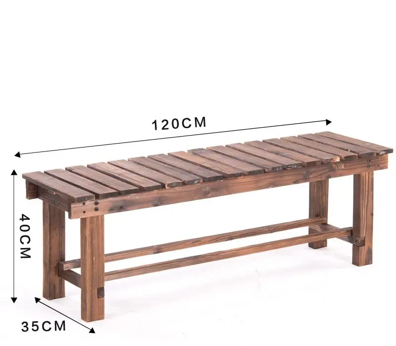 Outdoor Three-seat Garden Bench Classic Round Banquette Patio Wooden Benches