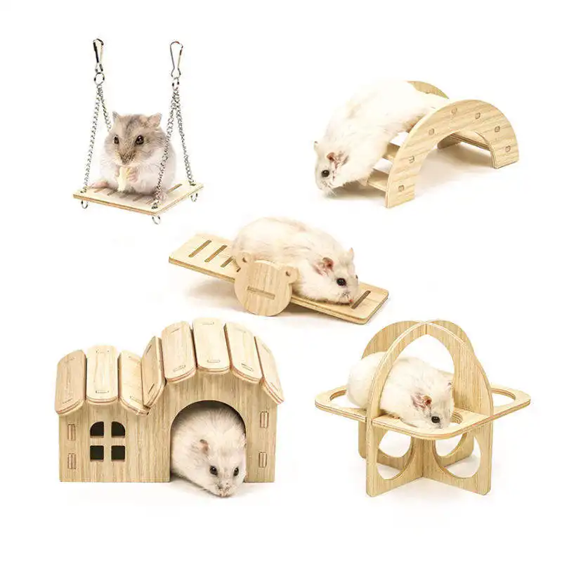 Wholesale Hot Sale Wood Factory Customized Solid Wood Color Hamster House Wooden Pet House Windproof Hideout Cage