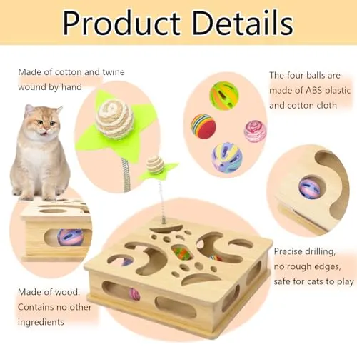 Hot Sale Cat Toys Cat Toy Puzzle Wood Box Indoor Sports Entertainment Hunting Cat Puzzle Toy