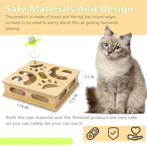 Hot Sale Cat Toys Cat Toy Puzzle Wood Box Indoor Sports Entertainment Hunting Cat Puzzle Toy