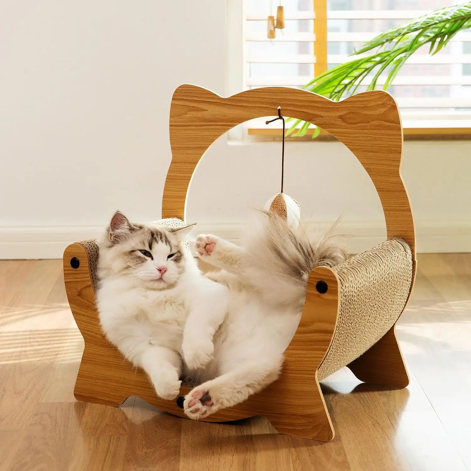 Custom Wooden Cat Couch Cat Cardboard Bed Scratchers and Beds C Shape Scratching Sofa for Cats
