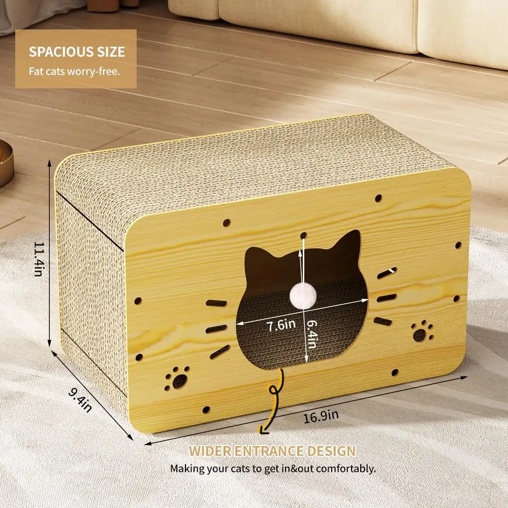 Big Luxury Waterproof Wooden Indoor Cat Condo Multi-storey Cute Cat Scratcher Cave Houses Scratching Cardboard Cat House