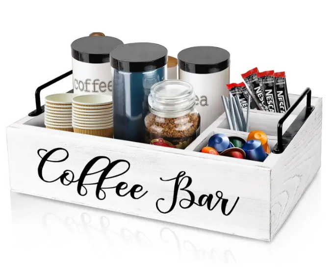 Wooden Coffee Station Organizer Custom Coffee bar Accessories and Organizer Coffee Pod Holder k Cups for Countertop
