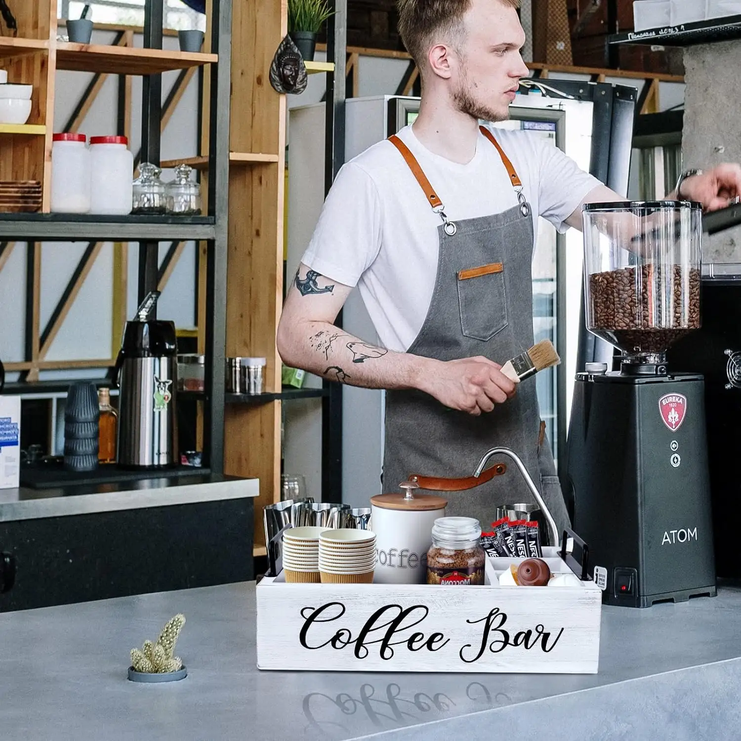 Wooden Coffee Station Organizer Custom Coffee bar Accessories and Organizer Coffee Pod Holder k Cups for Countertop