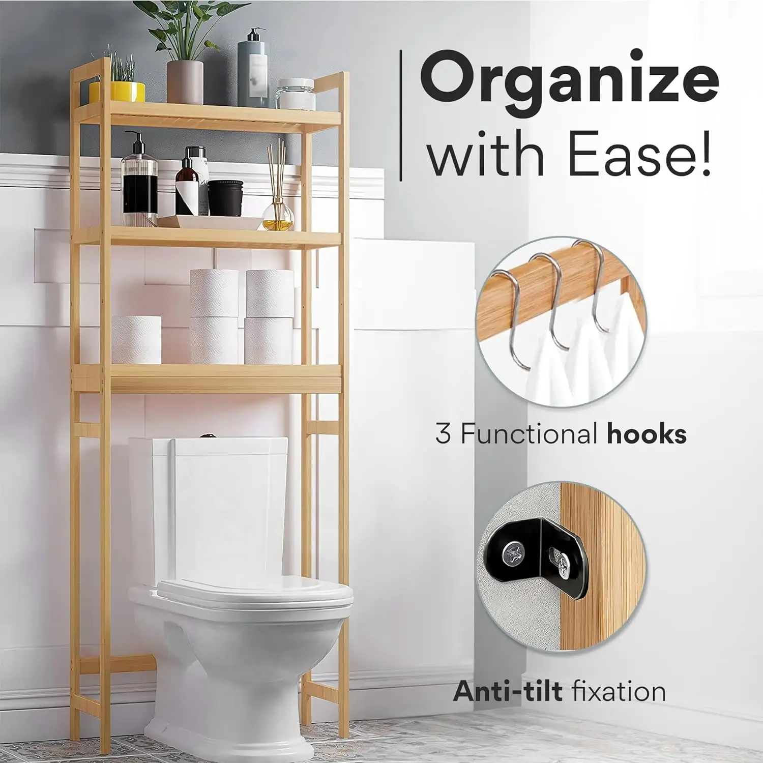 Bathroom Shelf Universal Bathroom Over Toilet Storage Cabinet Easy Assembly Over Toilet Shelf Organizer for Tidy Bathrooms