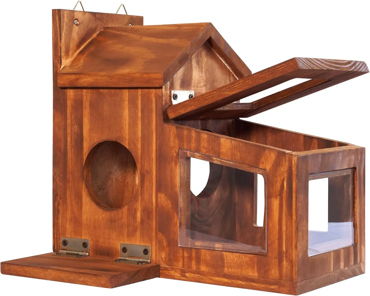 Wood Squirrel House Chipmunk Box Squirrel Feeder for Outside Winter Funny Bird Squirrel Picnic Table Feeder Outdoors