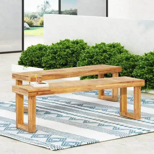 Nestor Natural Solid Wood Bench for Home Decor Traditional-Modern Style Cast Iron Patio Park Bench Discover the Elegance