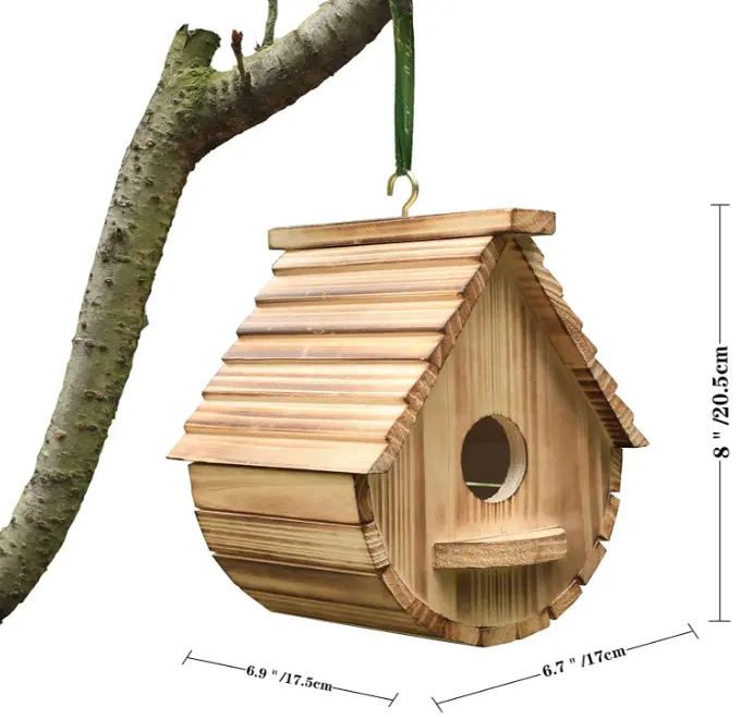 Custom Wood Handcraft Outdoor Small Natural Wooden Hanging Bird Houses