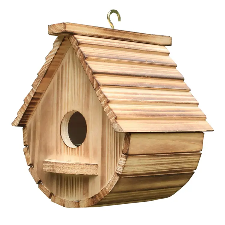 Custom Wood Handcraft Outdoor Small Natural Wooden Hanging Bird Houses