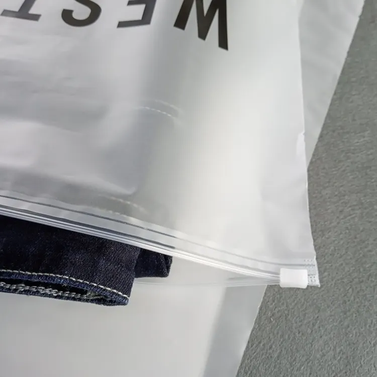 Pe Cpe Pla Logo Printed Matte Frosted Transparent Swimwear Clothes Packaging Zipper Closure Plastic Ziplock Bag