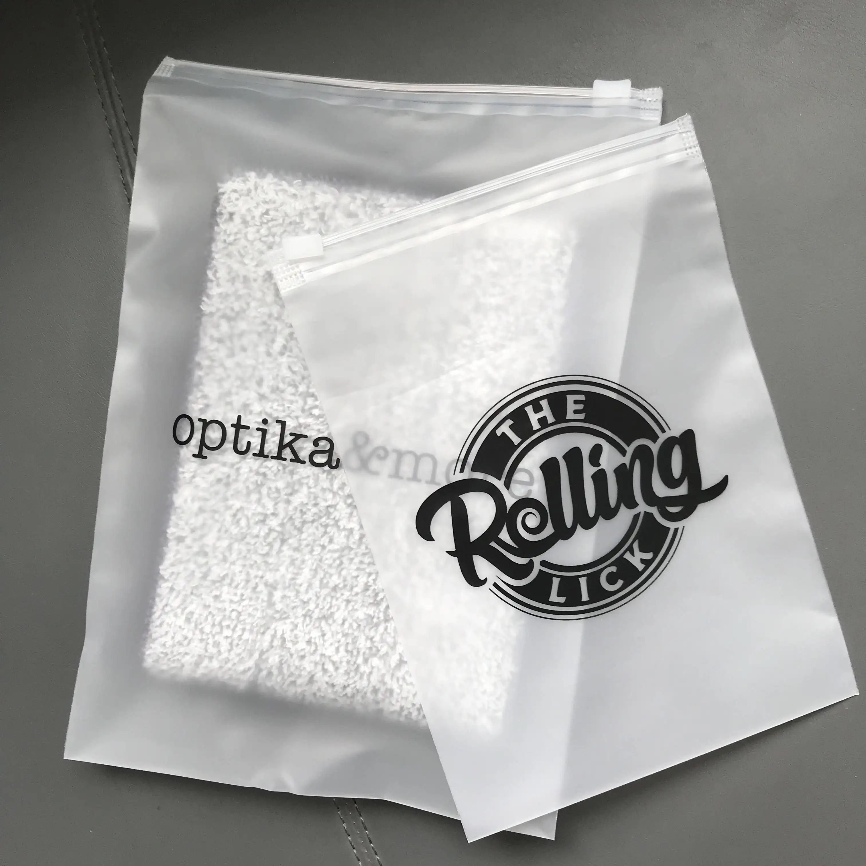 Pe Cpe Pla Logo Printed Matte Frosted Transparent Swimwear Clothes Packaging Zipper Closure Plastic Ziplock Bag