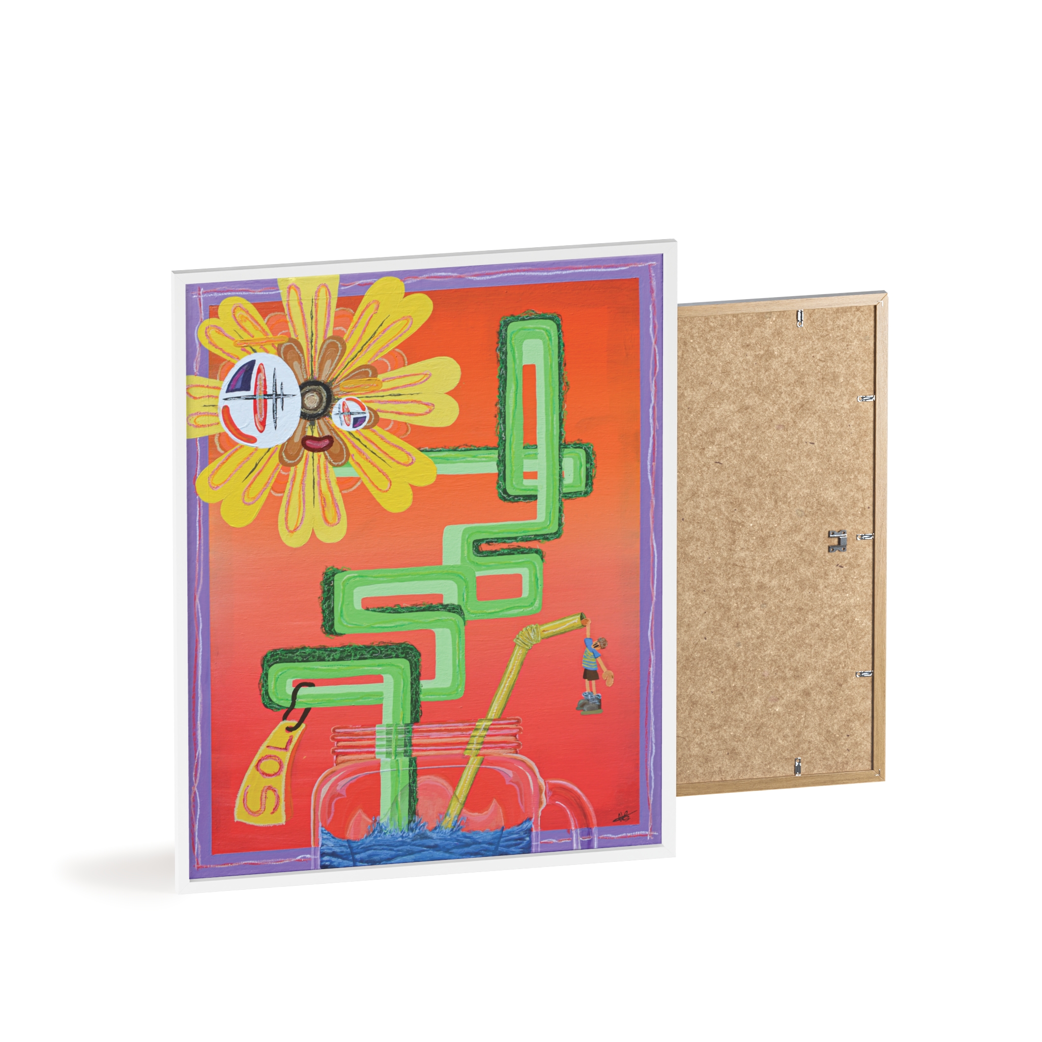 'SOL' On High Quality Paper /+ Wooden Framed