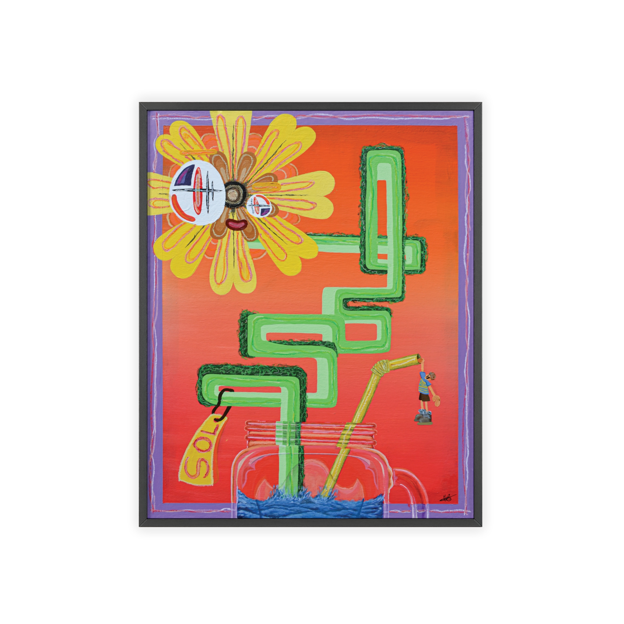 'SOL' On High Quality Paper /+ Wooden Framed