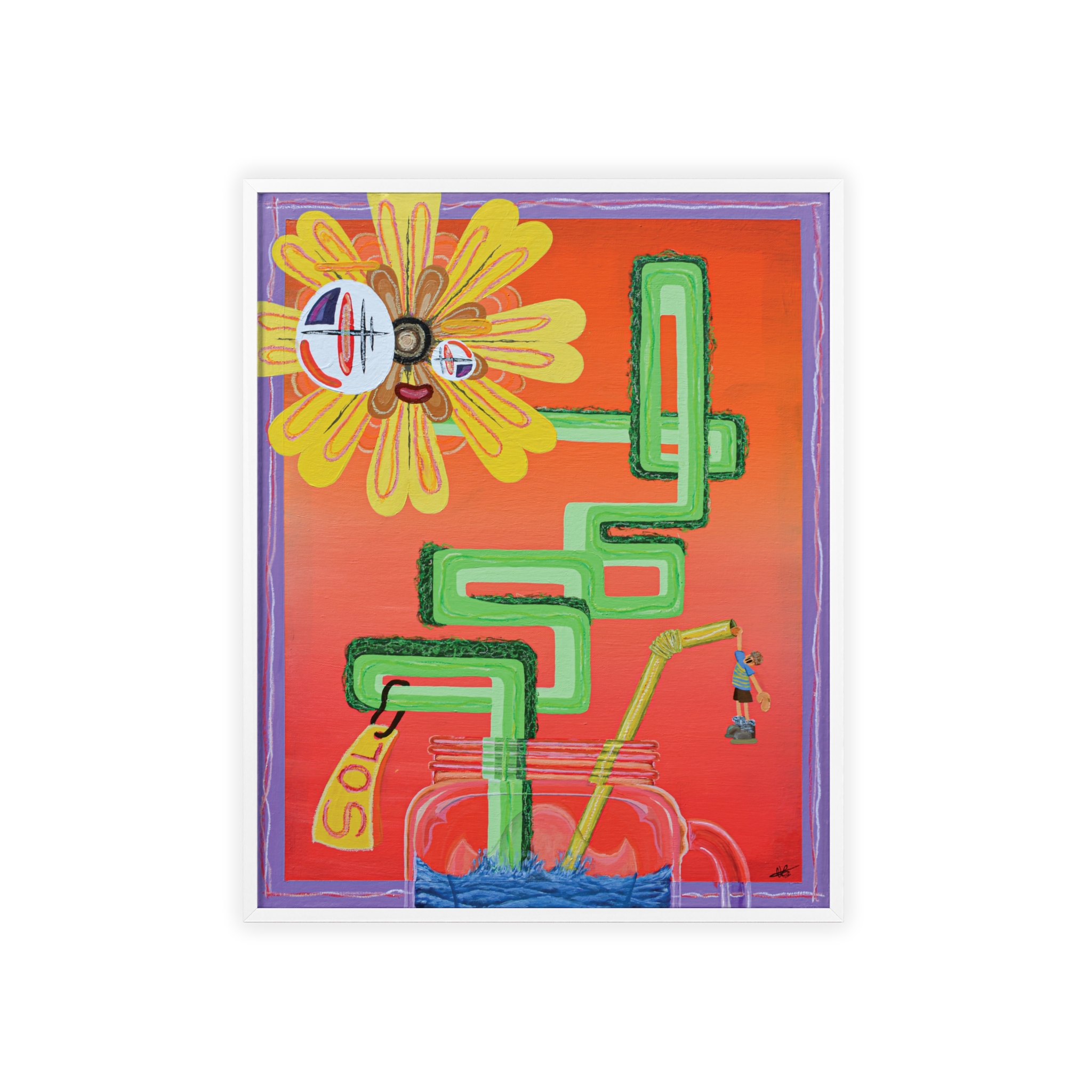'SOL' On High Quality Paper /+ Wooden Framed
