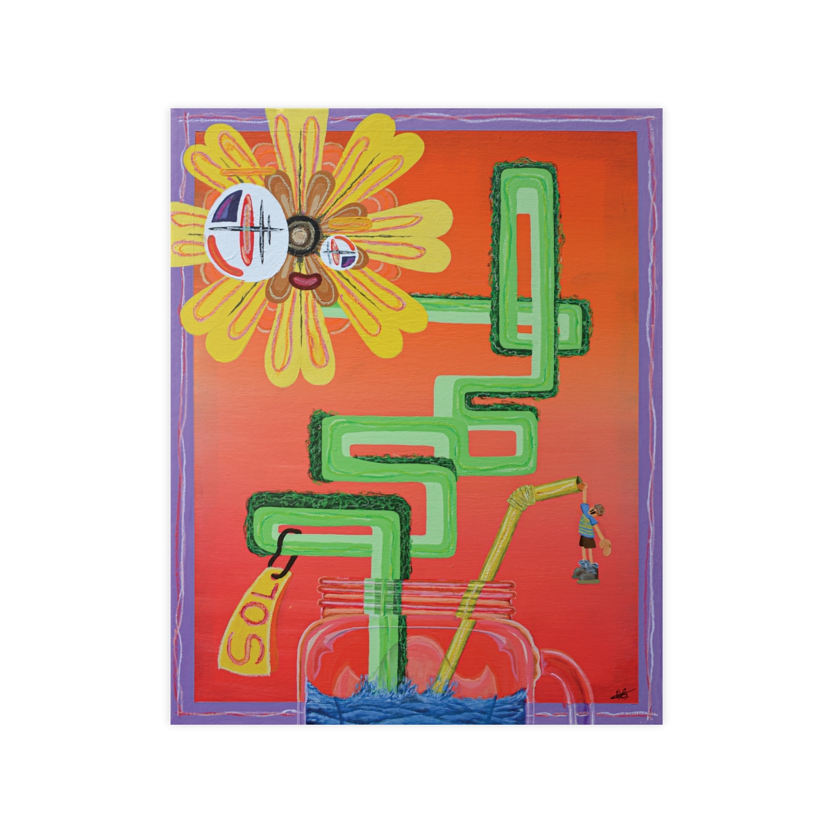 'SOL' On High Quality Paper /+ Wooden Framed