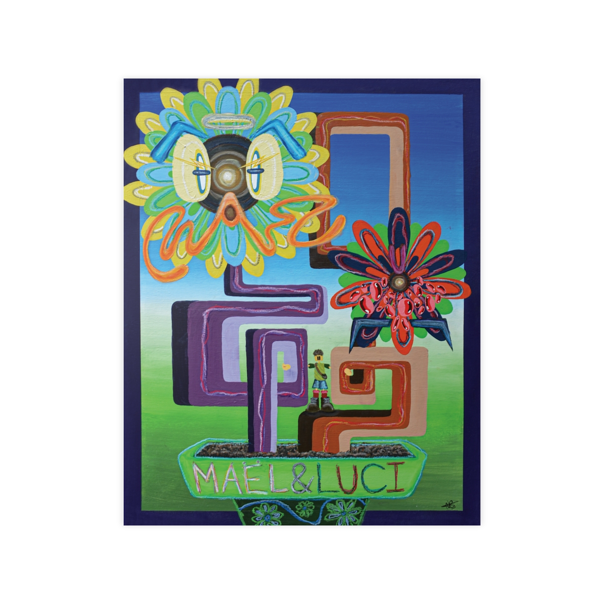 'MAËL&LUCI' On High Quality Paper /+ Wooden Framed