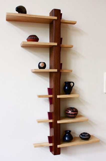 Wall-mounted wooden shelf