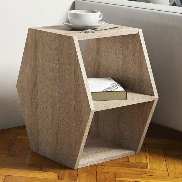 Hexagonal Wooden Side Table