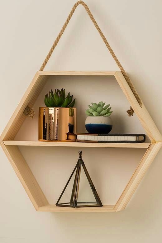 Wooden Hexagon Shelf