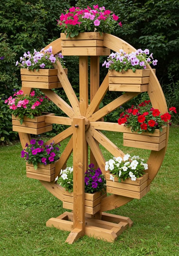 Wooden wheel for planting