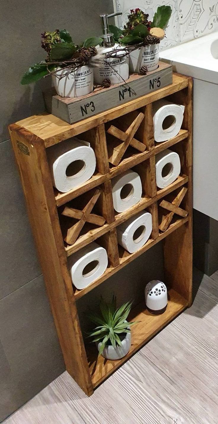 Wooden Bathroom Shelf