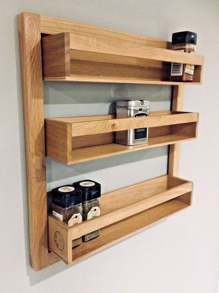 Wooden Wall-Mounted Spice Rack