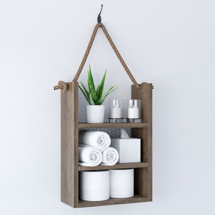 Rustic Hanging Wooden Shelf