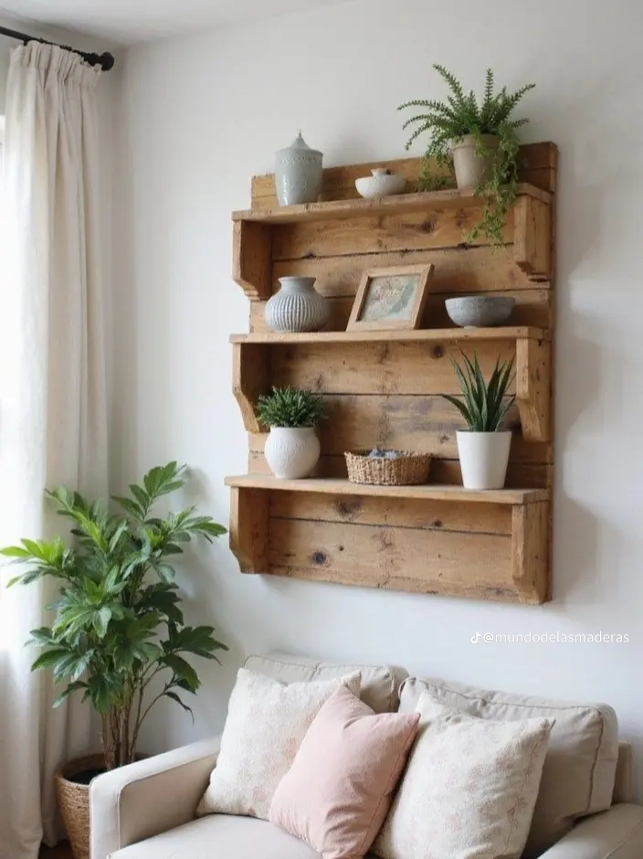 Rustic Wooden Wall Shelf